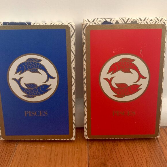 Vintage Pisces 2 Decks Playing Cards Red and Blue Bridge Size - Picture 9 of 9